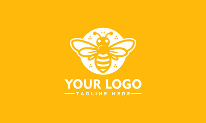 Wall Mural - simple bee vector logo design Honey bee line art logo icon mascout design template