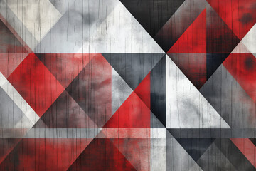 Poster - Abstract background with triangular geometric pattern in red, black and grey.