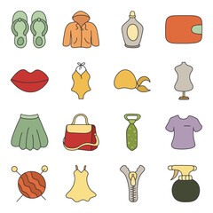 Canvas Print - Pack Of Clothing And Styling Flat Icon

