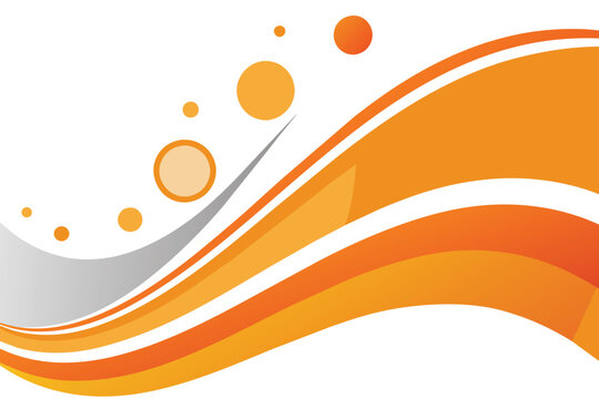 Contrast orange and white curved waves pattern. Abstract corporate wavy background with circles
