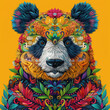 Fierce panda head illustration for design or tattoo