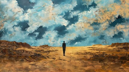 Wall Mural - standing alone, desert, surreal