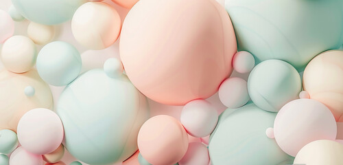 Wall Mural - Whimsical balloon background in pastel shades, floating gently against a light canvas, perfect for peaceful celebrations.