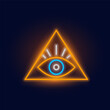 Fashion Eye of Providence neon sign. Night bright signboard, Glowing light. Summer logo, emblem for Club or bar concept