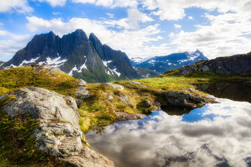 Poster - Mountain Pond by the Walking Trail to Barden on the Beautiful Norwegian Island of Senja