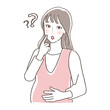 Illustration of a pregnant woman with doubts.
