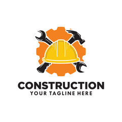 Canvas Print - construction helmet Logo Design Illustration