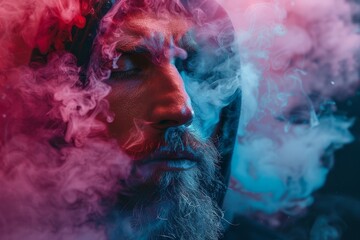 Poster - Deep red and magenta smoke swirls captivate the eye, contrasting with the dark background and evoking a sense of intrigue and intensity