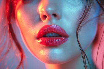 Poster - The image presents an abstract gradient space that can be used as a background, with a mix of red and pink tones on the edges
