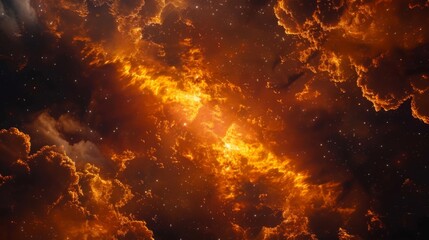 Wall Mural - majestic orange nebula clouds in deep space
