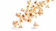 Flying popcorn isolated on white background, Popcorn falling into the air, Generative AI illustrations.