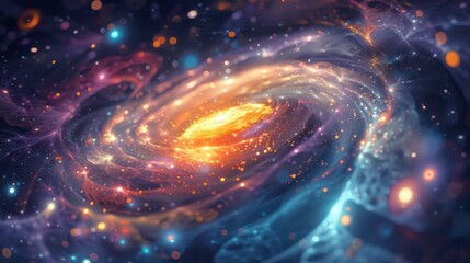 Wall Mural - majestic cosmic spiral galaxy in a colorful universe