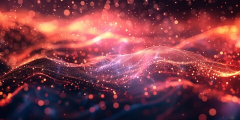 Poster - A red and blue background with a lot of sparkles