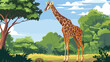 Beautiful giraffe in zoological garden Vectot style vector