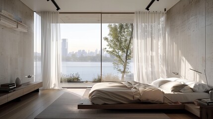 Wall Mural - Use sheer curtains to filter natural light without obstructing views.