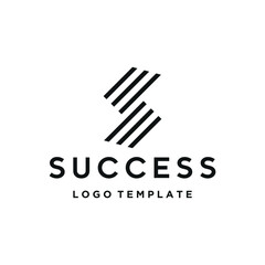 Poster - Rotating Initial Letter S with Simple Geometric Lines Shape Logo Design