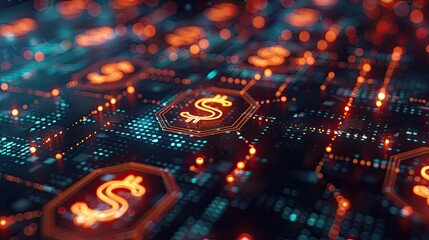 Poster - A computer screen with a bunch of dollar signs on it
