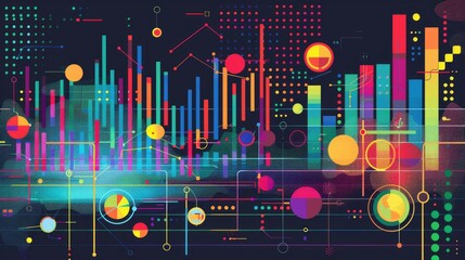 Poster - A colorful abstract image with many circles and lines