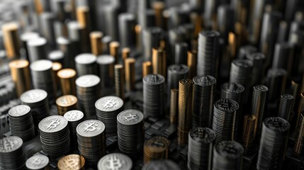 Poster - A close up of many coins, some of which are labeled with the letter B