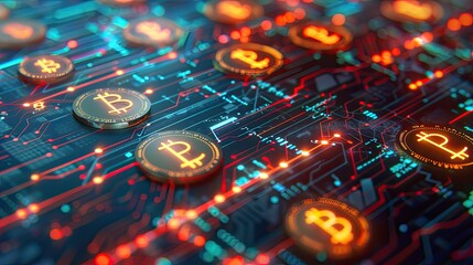Poster - A computer screen with a bunch of different colored coins on it