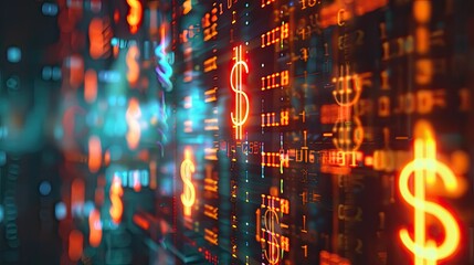 Poster - A computer screen with a bunch of dollar signs on it