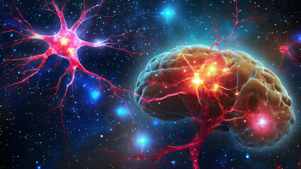 Wall Mural - galactic brain synapse visualization