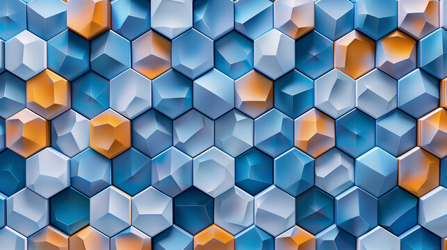 Abstract blue background with a seamless pattern of 3D cubes,Colorful Geometric Triangle Mosaic Texture Art