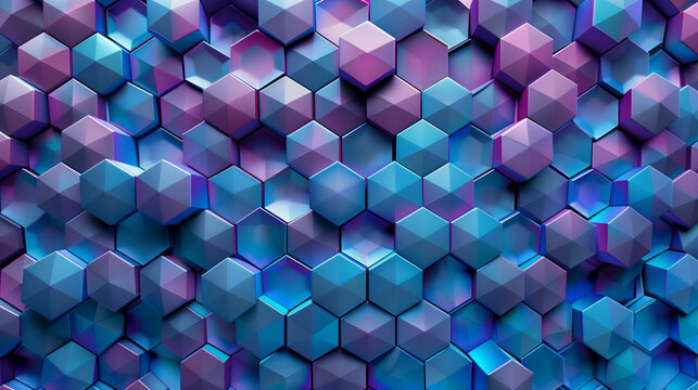 Abstract blue background with a seamless pattern of 3D cubes,Colorful Geometric Triangle Mosaic Texture Art