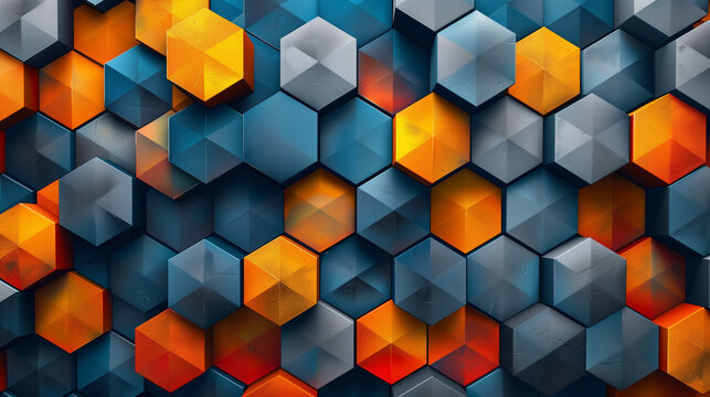Abstract blue background with a seamless pattern of 3D cubes,Colorful Geometric Triangle Mosaic Texture Art