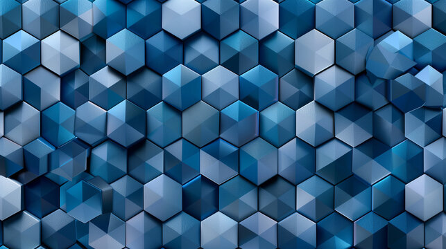 Abstract blue background with a seamless pattern of 3D cubes,Colorful Geometric Triangle Mosaic Texture Art