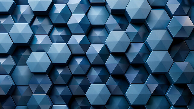 Abstract blue background with a seamless pattern of 3D cubes,Colorful Geometric Triangle Mosaic Texture Art