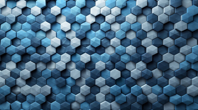 Abstract blue background with a seamless pattern of 3D cubes,Colorful Geometric Triangle Mosaic Texture Art