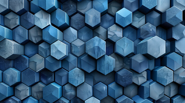 Abstract blue background with a seamless pattern of 3D cubes,Colorful Geometric Triangle Mosaic Texture Art
