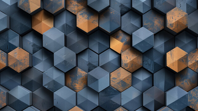 Abstract blue background with a seamless pattern of 3D cubes,Colorful Geometric Triangle Mosaic Texture Art