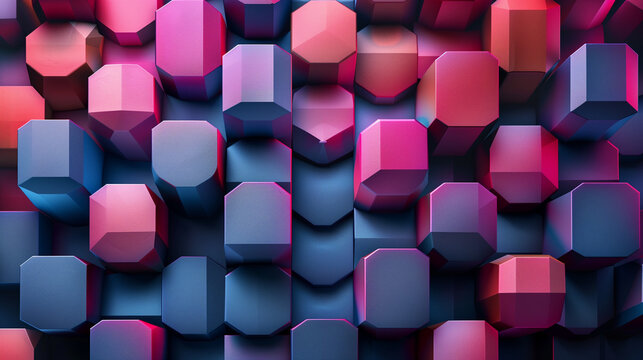 Abstract blue background with a seamless pattern of 3D cubes,Colorful Geometric Triangle Mosaic Texture Art