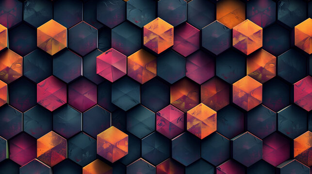 Abstract blue background with a seamless pattern of 3D cubes,Colorful Geometric Triangle Mosaic Texture Art