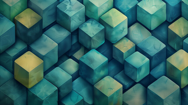 Abstract blue background with a seamless pattern of 3D cubes,Colorful Geometric Triangle Mosaic Texture Art