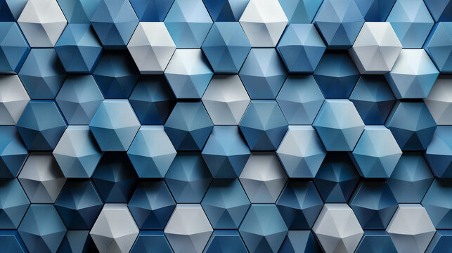 Abstract blue background with a seamless pattern of 3D cubes,Colorful Geometric Triangle Mosaic Texture Art