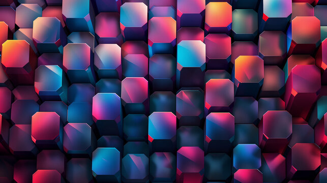 Abstract blue background with a seamless pattern of 3D cubes,Colorful Geometric Triangle Mosaic Texture Art