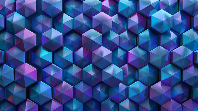 Abstract blue background with a seamless pattern of 3D cubes,Colorful Geometric Triangle Mosaic Texture Art