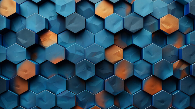 Abstract blue background with a seamless pattern of 3D cubes,Colorful Geometric Triangle Mosaic Texture Art