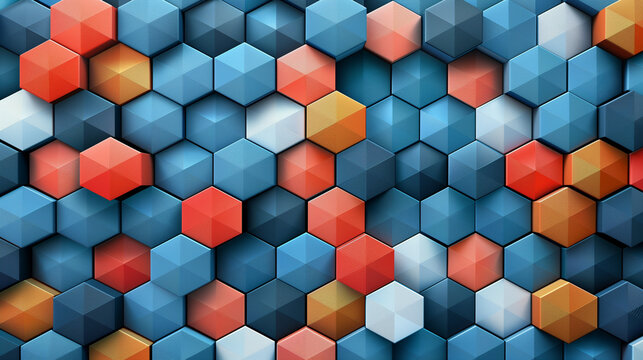 Abstract blue background with a seamless pattern of 3D cubes,Colorful Geometric Triangle Mosaic Texture Art