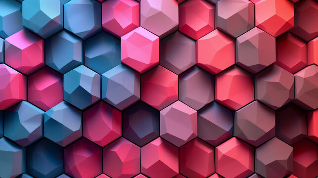 Abstract blue background with a seamless pattern of 3D cubes,Colorful Geometric Triangle Mosaic Texture Art