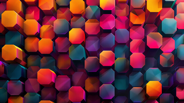 Abstract blue background with a seamless pattern of 3D cubes,Colorful Geometric Triangle Mosaic Texture Art