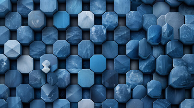 Abstract blue background with a seamless pattern of 3D cubes,Colorful Geometric Triangle Mosaic Texture Art