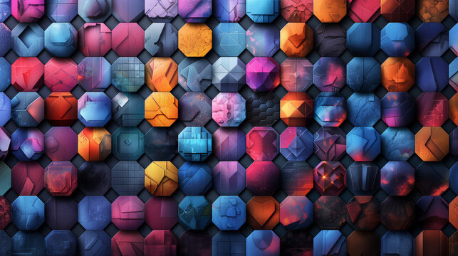 Abstract blue background with a seamless pattern of 3D cubes,Colorful Geometric Triangle Mosaic Texture Art