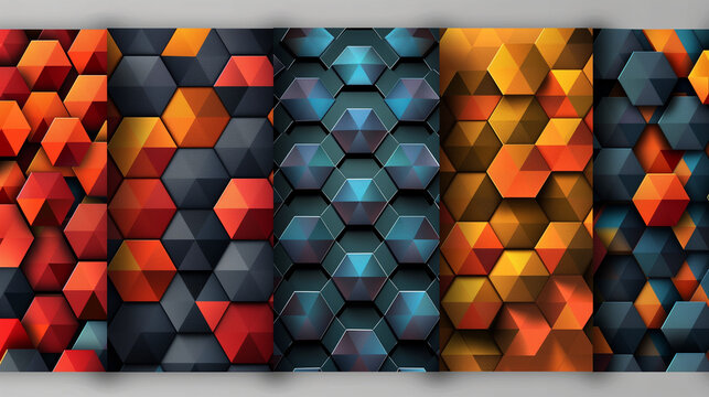 Abstract blue background with a seamless pattern of 3D cubes,Colorful Geometric Triangle Mosaic Texture Art