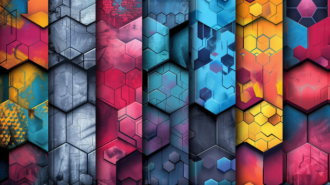 Abstract blue background with a seamless pattern of 3D cubes,Colorful Geometric Triangle Mosaic Texture Art