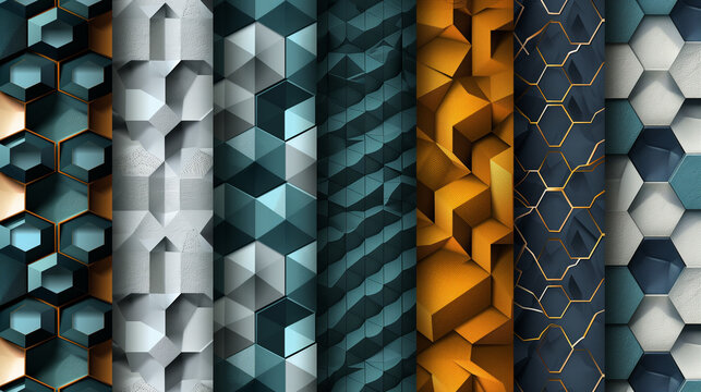Abstract blue background with a seamless pattern of 3D cubes,Colorful Geometric Triangle Mosaic Texture Art