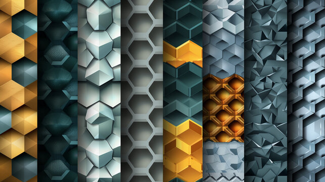 Abstract blue background with a seamless pattern of 3D cubes,Colorful Geometric Triangle Mosaic Texture Art